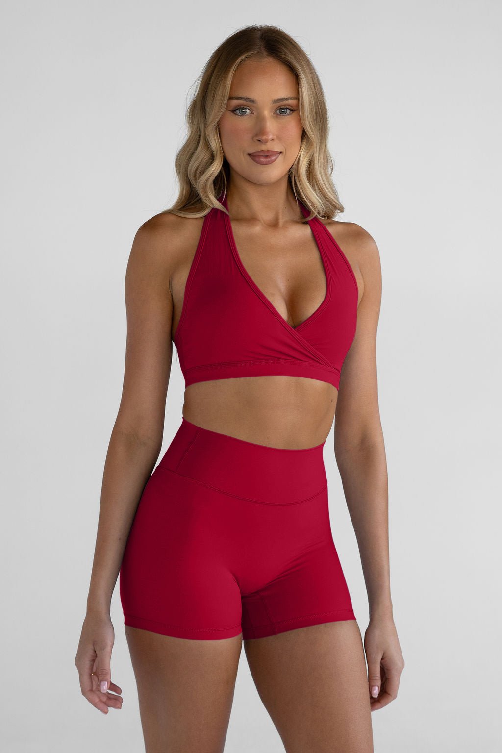 Sculpt Halter Neck Crop - Cherry - LEELO ACTIVE