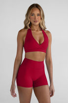 Sculpt Halter Neck Crop - Cherry - LEELO ACTIVE
