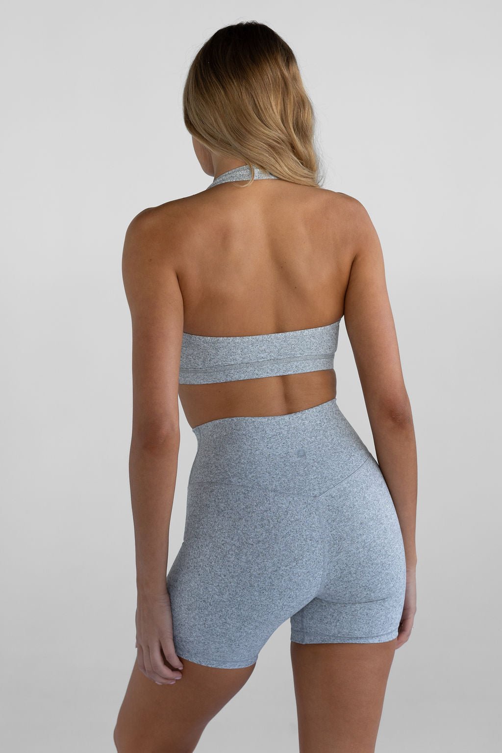 Sculpt Halter Neck Crop - Marl Grey - LEELO ACTIVE
