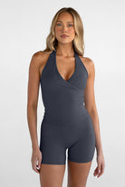 Sculpt Halter Neck Tank - Ash - LEELO ACTIVE