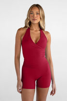 Sculpt Halter Neck Tank - Cherry - LEELO ACTIVE