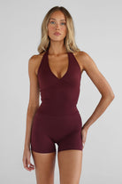 Sculpt Halter Neck Tank - Cherry Cola - LEELO ACTIVE