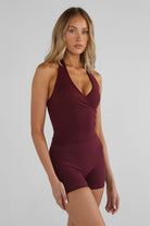 Sculpt Halter Neck Tank - Cherry Cola - LEELO ACTIVE