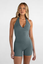 Sculpt Halter Neck Tank - Green Mist - LEELO ACTIVE