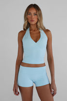 Sculpt Halter Neck Tank - Ice Blue - LEELO ACTIVE