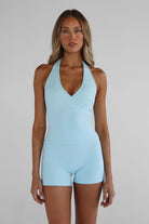 Sculpt Halter Neck Tank - Ice Blue - LEELO ACTIVE
