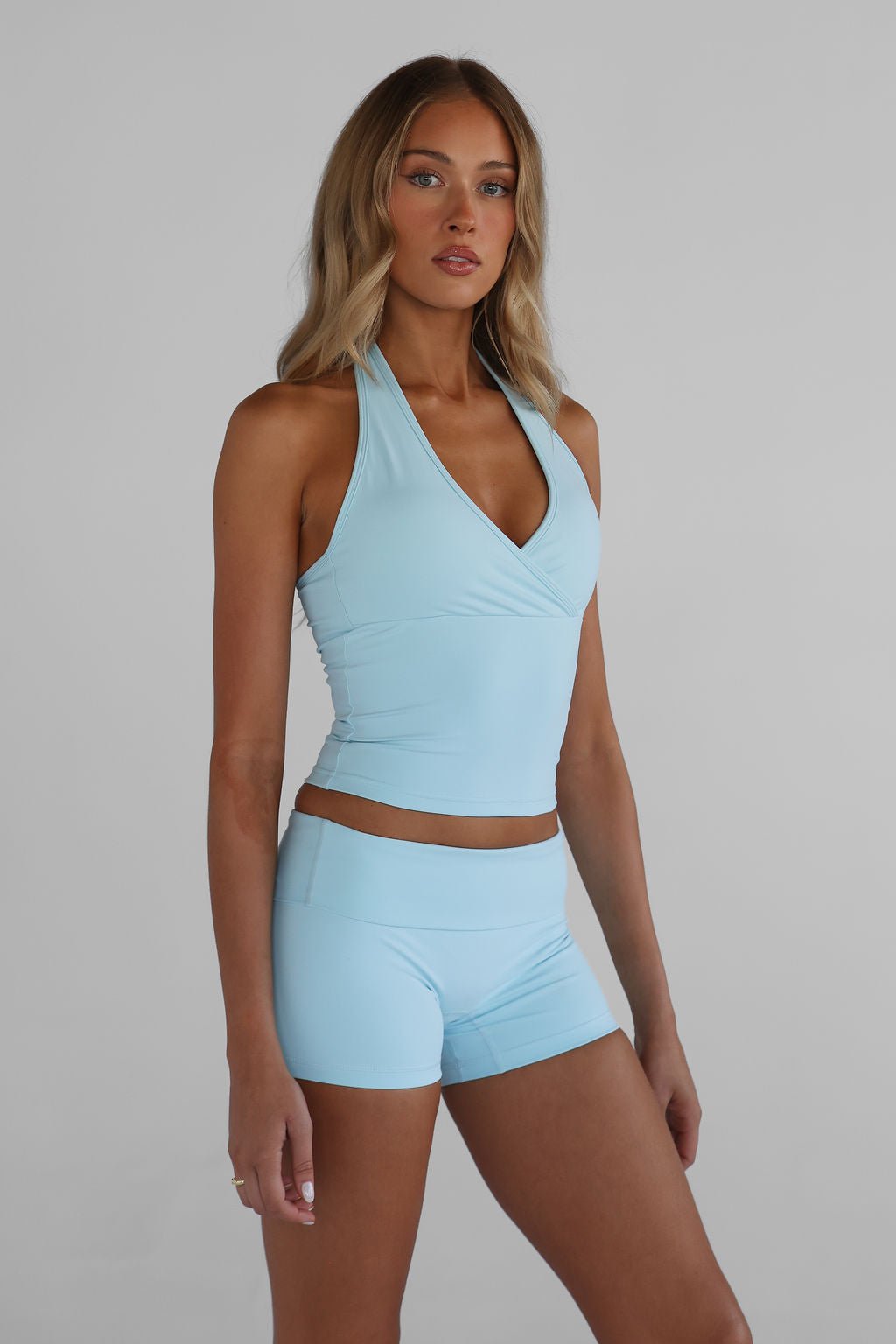 Sculpt Halter Neck Tank - Ice Blue - LEELO ACTIVE