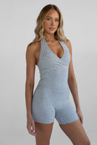 Sculpt Halter Neck Tank - Marl Grey - LEELO ACTIVE