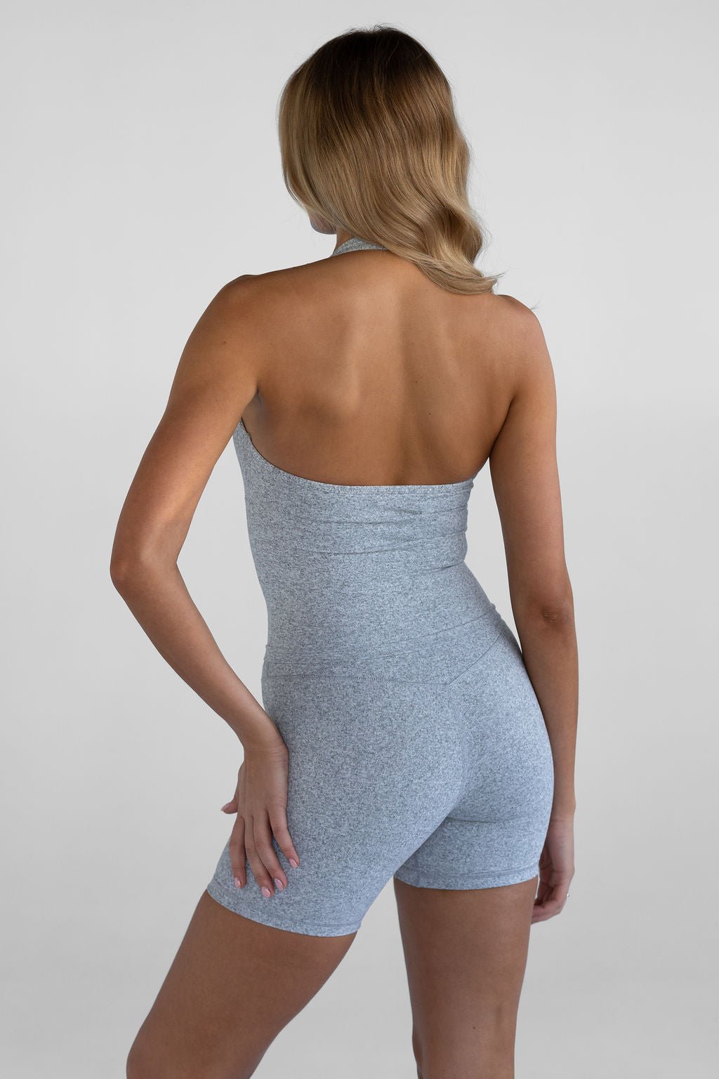 Sculpt Halter Neck Tank - Marl Grey - LEELO ACTIVE