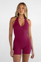 Sculpt Halter Neck Tank - Sangria - LEELO ACTIVE