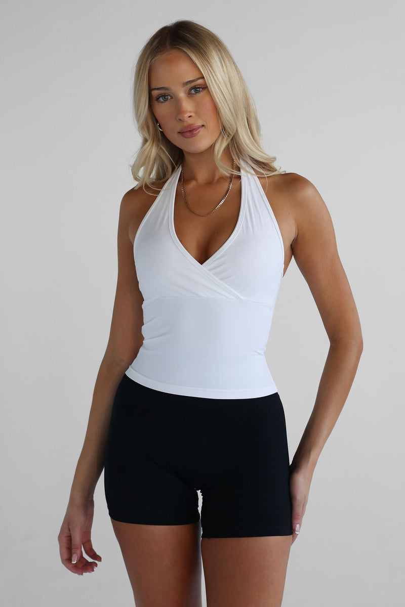 Buttery Smooth Surplice Halter Neck Sculpt Tank