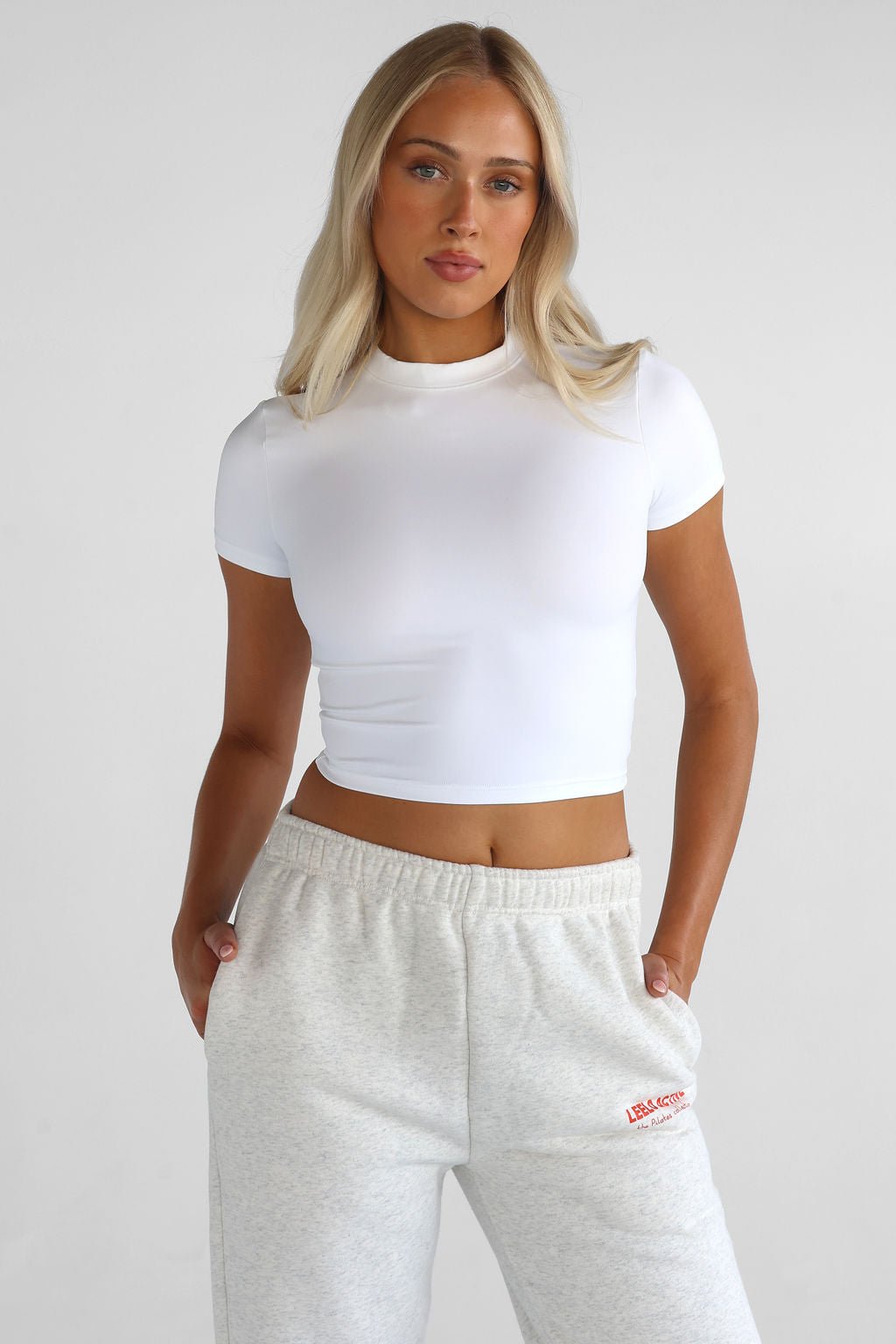 SCULPT Mock Neck Tee - White - LEELO ACTIVE