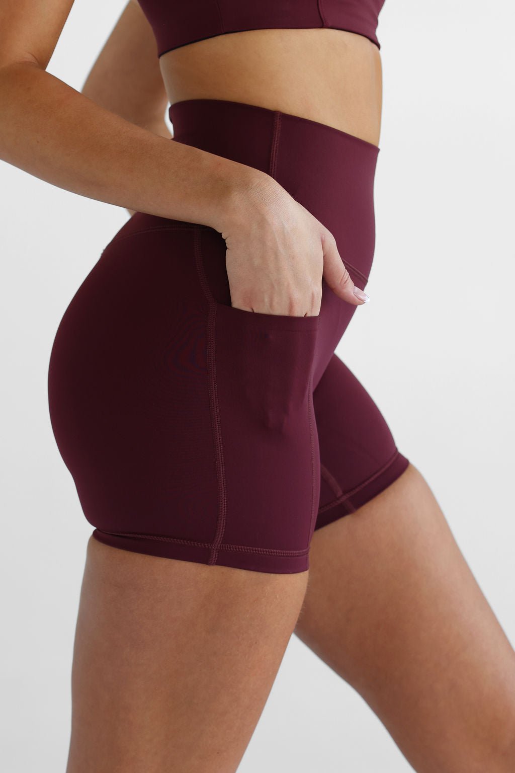 SCULPT Pocket Bike Shorts - Cherry Cola - LEELO ACTIVE
