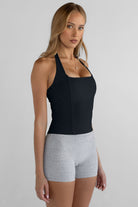 Sculpt Shape Halter Neck Tank - Black - LEELO ACTIVE