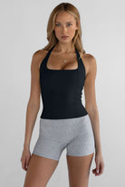 Sculpt Shape Halter Neck Tank - Black - LEELO ACTIVE