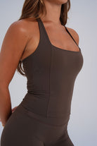 Sculpt Shape Halter Neck Tank - Dark Chocolate - LEELO ACTIVE