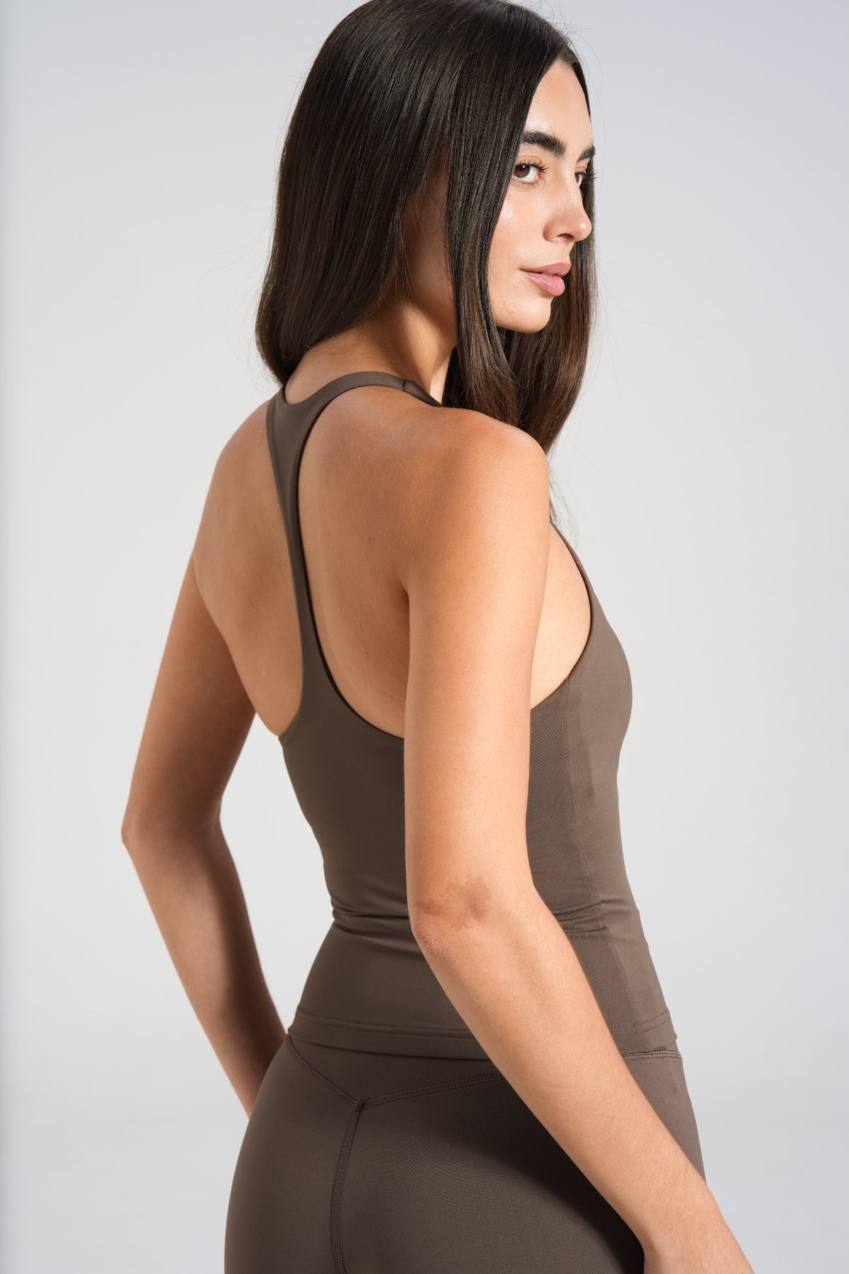 SCULPT Thin Racer Back Tank - Dark Chocolate - LEELO ACTIVE