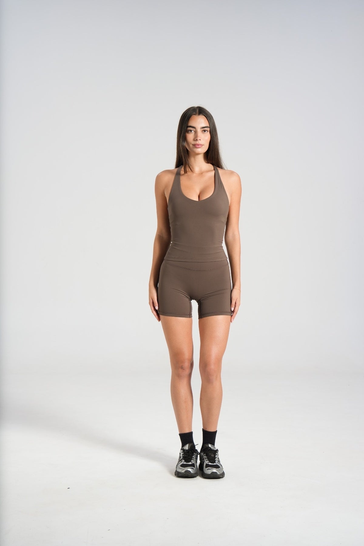 SCULPT Thin Racer Back Tank - Dark Chocolate - LEELO ACTIVE