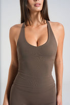 SCULPT Thin Racer Back Tank - Dark Chocolate - LEELO ACTIVE