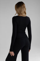 Sculpt V - Neck Long Sleeve - Black - LEELO ACTIVE