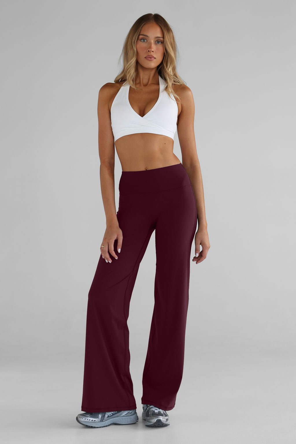 Sculpt Wide Leg Pants - Cherry Cola - LEELO ACTIVE