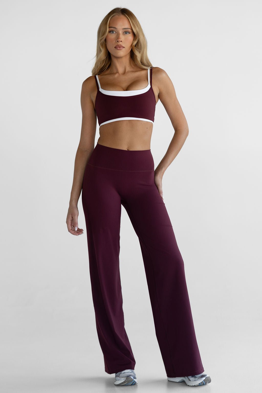 Sculpt Wide Leg Pants - Cherry Cola (PRE - ORDER) - LEELO ACTIVE