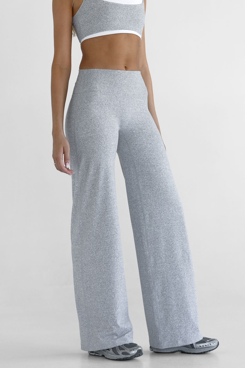 Sculpt Wide Leg Pants - Marl Grey - LEELO ACTIVE