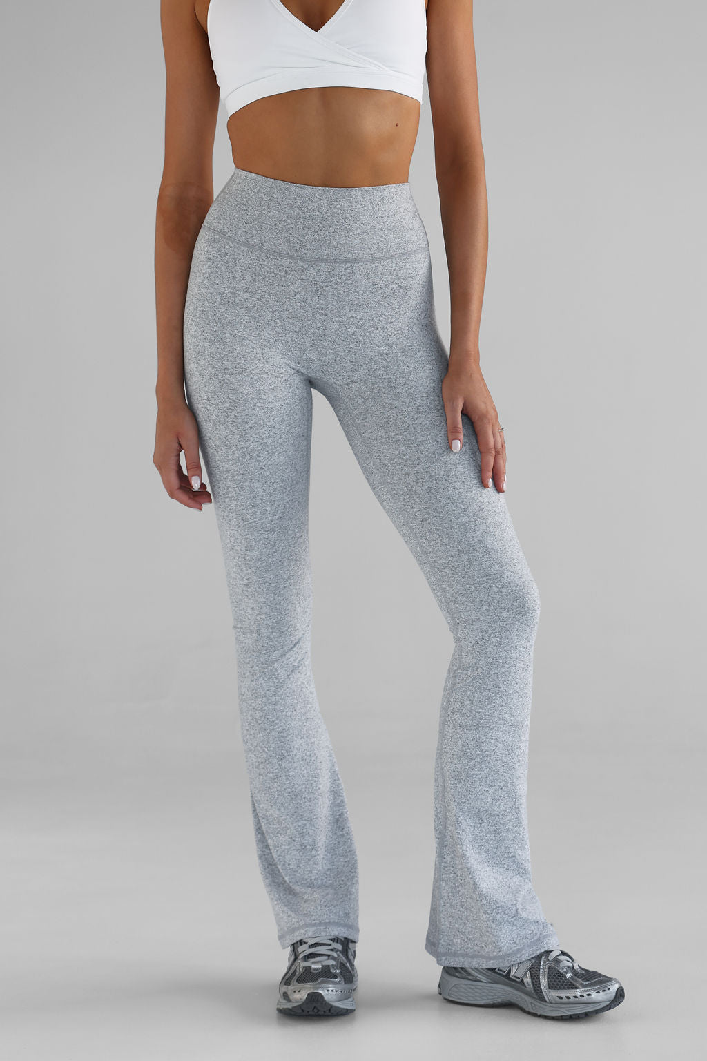 Signature Flare Leggings - Marl grey - LEELO ACTIVE