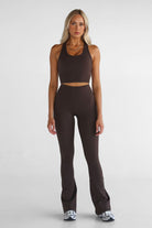 Signature Flare Leggings - Mocha - LEELO ACTIVE