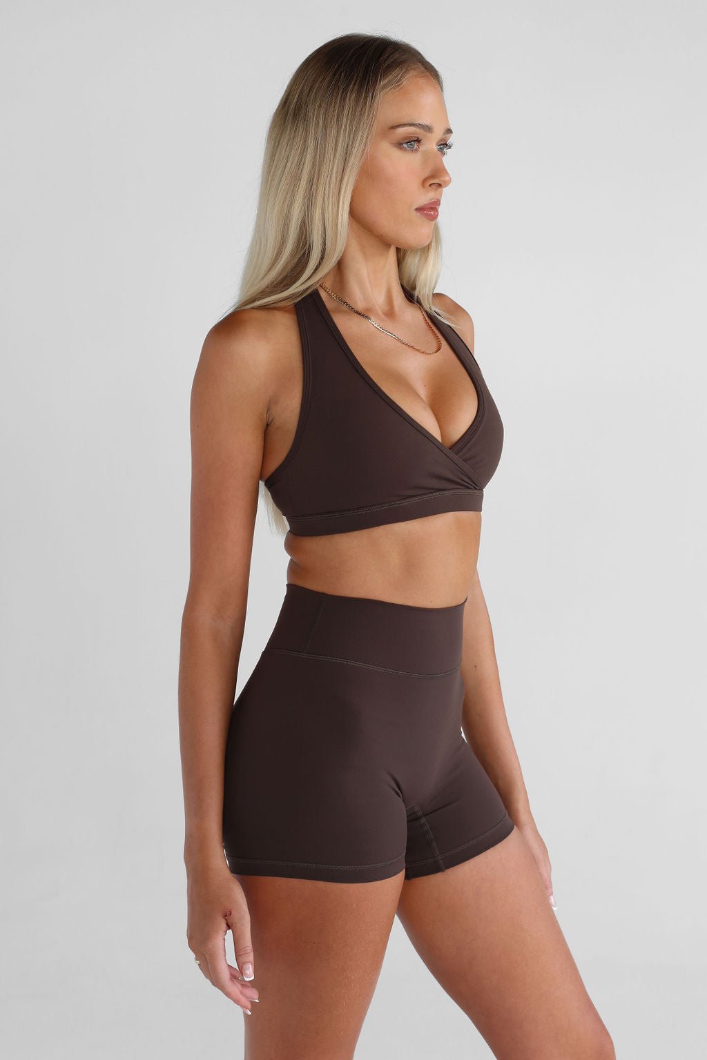 Signature Halter Neck Crop - Mocha - LEELO ACTIVE