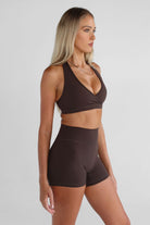 Signature Halter Neck Crop - Mocha - LEELO ACTIVE