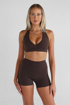 Signature Halter Neck Crop - Mocha - LEELO ACTIVE