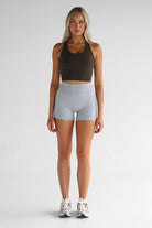 Signature Racer Back Crop - Khaki - LEELO ACTIVE