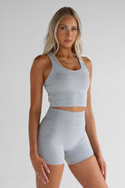 Signature Racer Back Crop - Marl Grey - LEELO ACTIVE