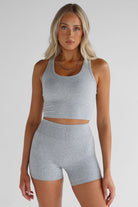 Signature Racer Back Crop - Marl Grey - LEELO ACTIVE