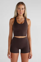 Signature Racer Back Crop - Mocha - LEELO ACTIVE