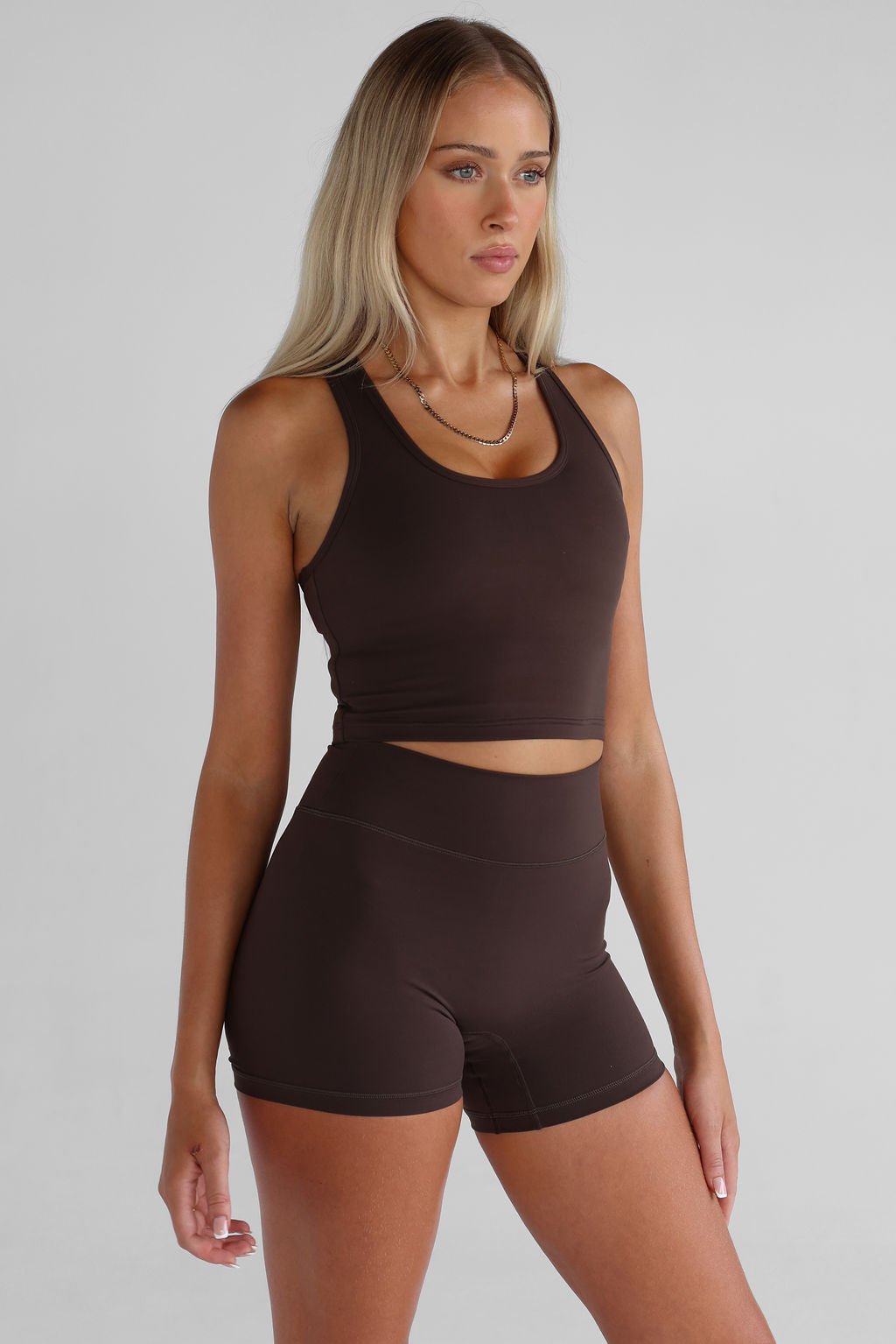 Signature Racer Back Crop - Mocha - LEELO ACTIVE