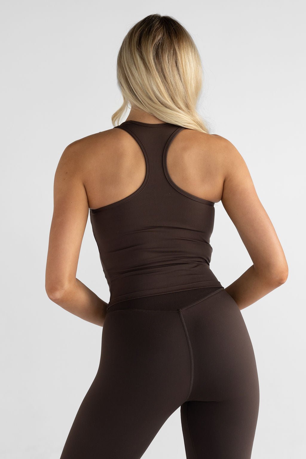 Signature Racer Back Tank - Mocha - LEELO ACTIVE