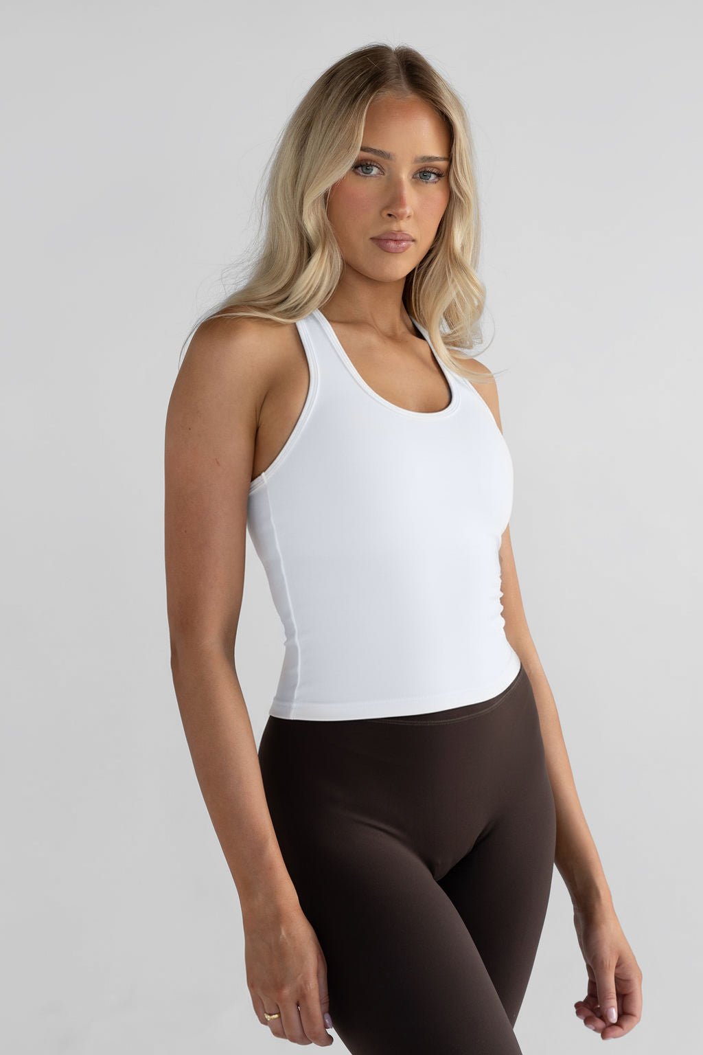 Signature Racer Back Tank - White - LEELO ACTIVE