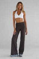 TALL Sculpt Wide Leg Pants - Dark Chocolate - LEELO ACTIVE