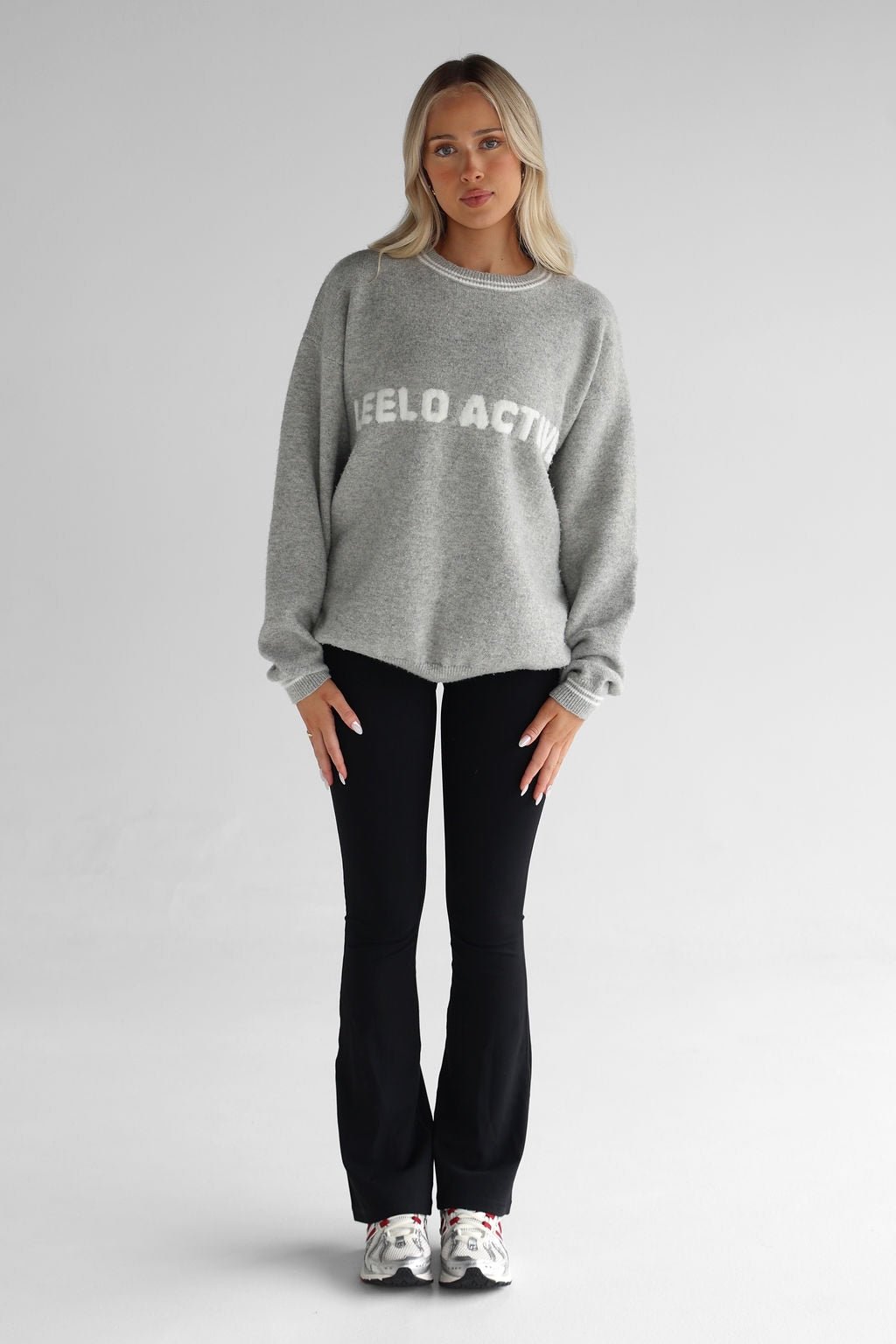 Teddy Knit Sweater - Heather grey - LEELO ACTIVE