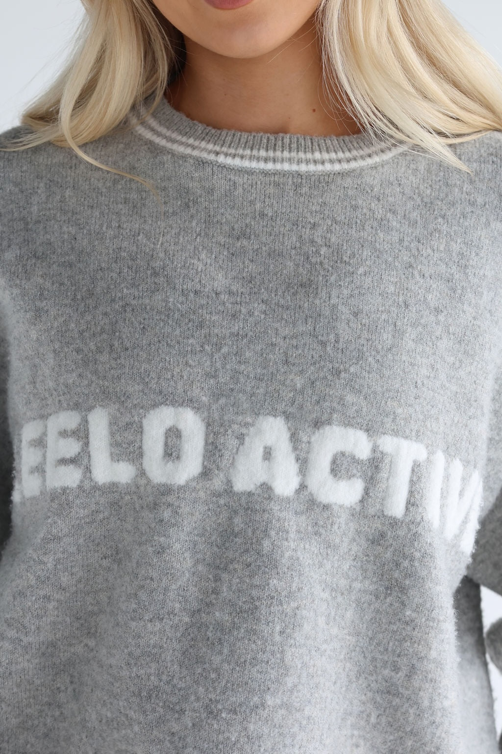 Teddy Knit Sweater - Heather grey - LEELO ACTIVE