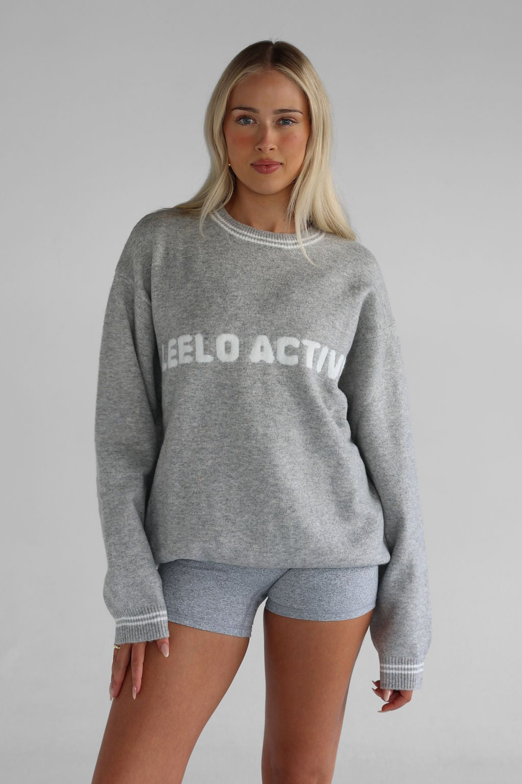 Teddy Knit Sweater - Heather grey - LEELO ACTIVE