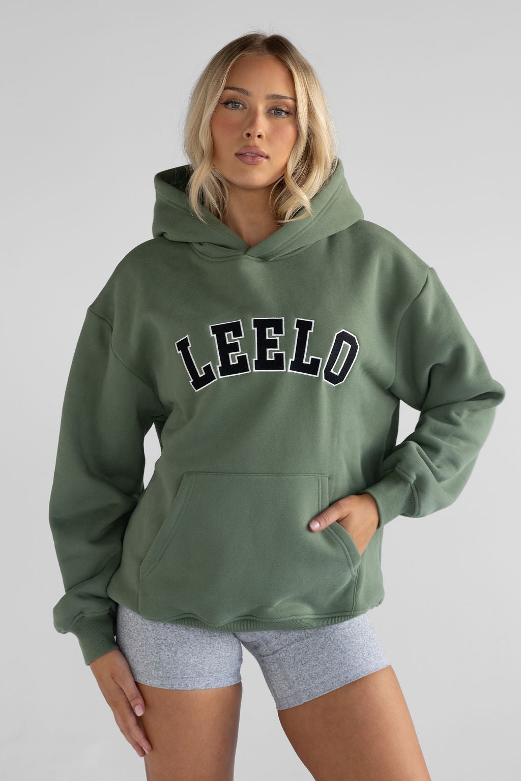 The College Print Hoodie - Moss PRE ORDER - LEELO ACTIVE