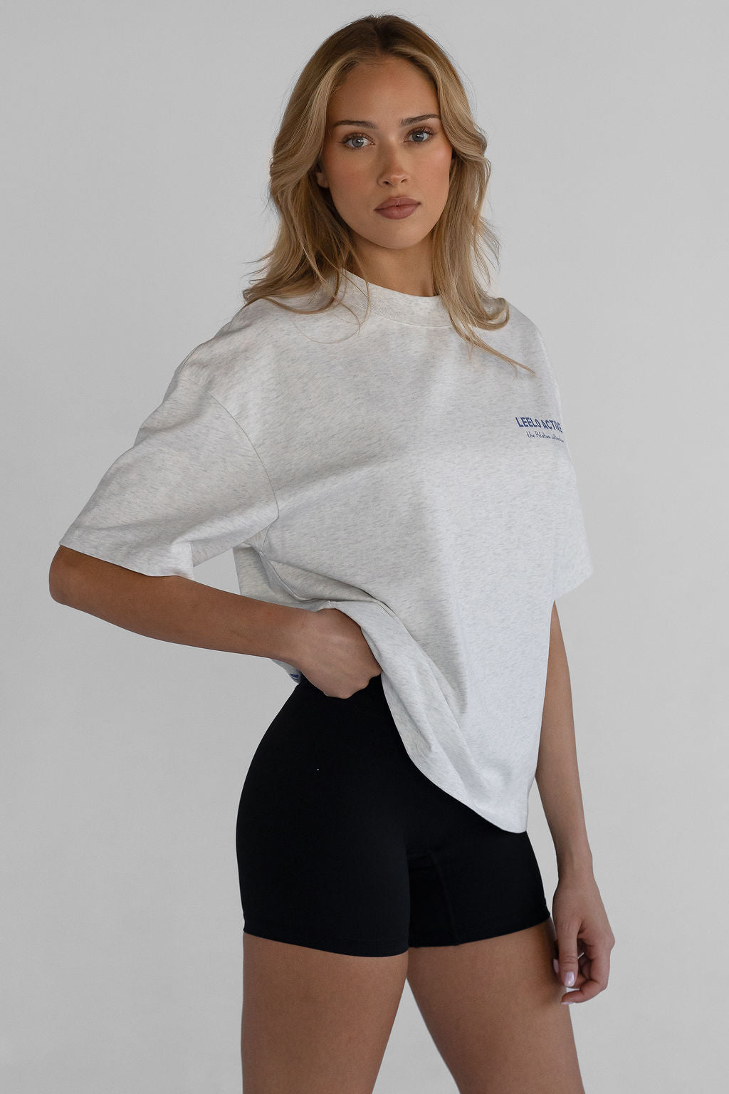 The Pilates Collection Boyfriend Tee - Oatmeal - LEELO ACTIVE