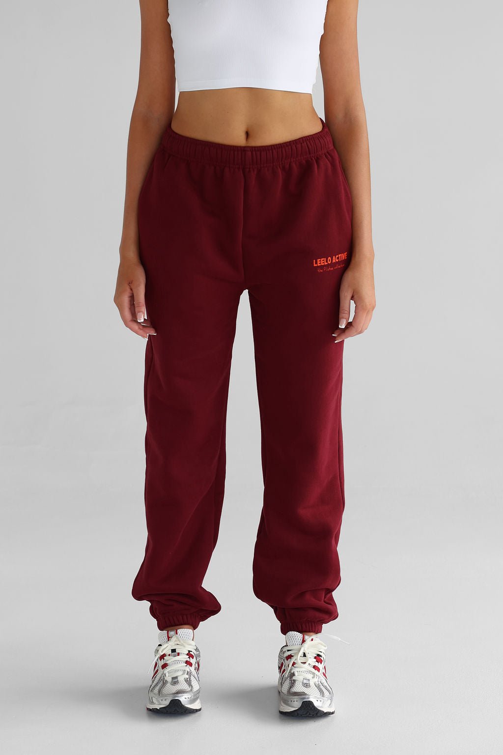 The Pilates Collection Cuffed Sweatpants - Cherry Cola - LEELO ACTIVE