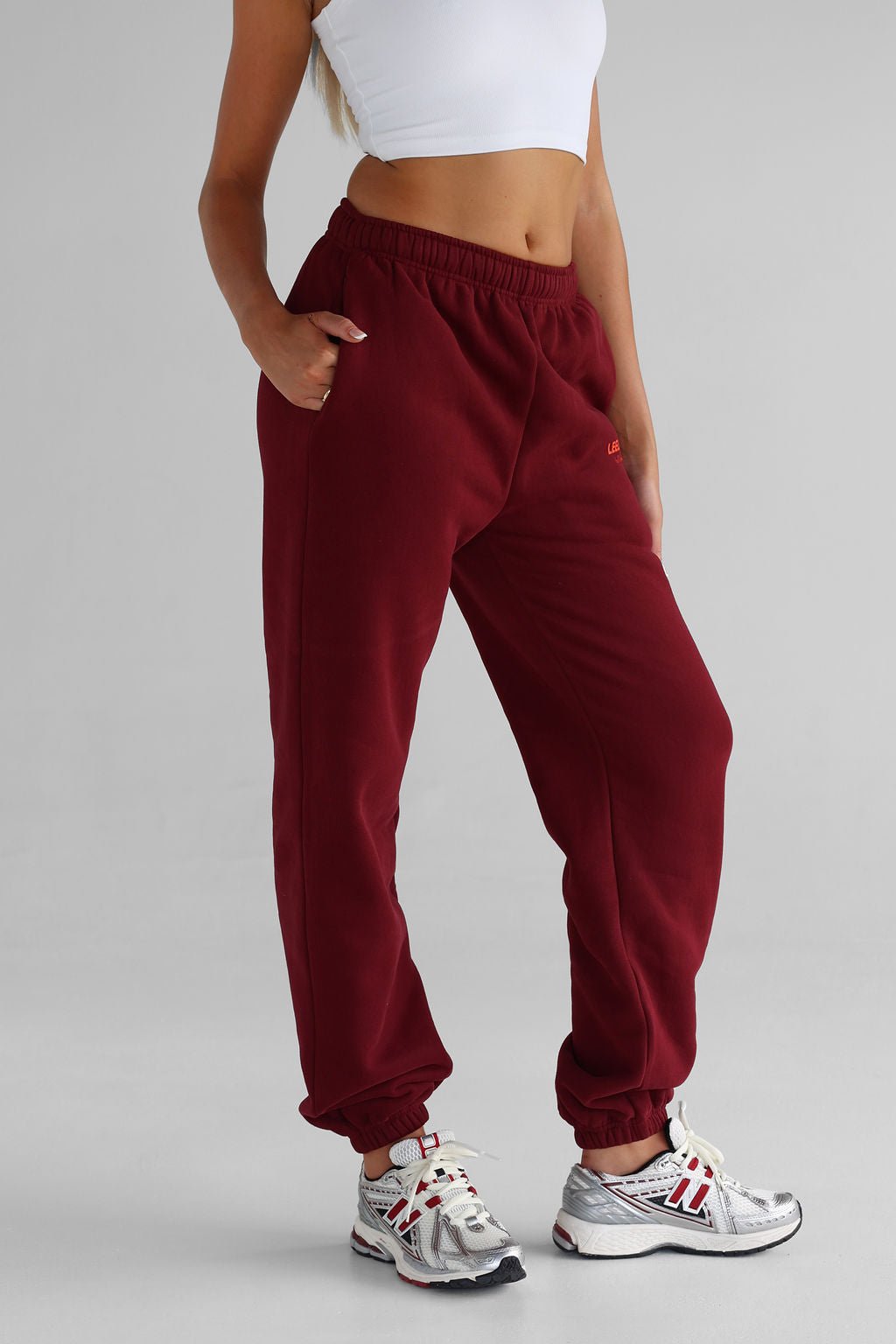 The Pilates Collection Cuffed Sweatpants - Cherry Cola - LEELO ACTIVE