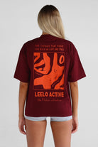 V2 Pilates Collection Boyfriend Tee - Cherry Cola - LEELO ACTIVE