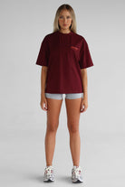 V2 Pilates Collection Boyfriend Tee - Cherry Cola - LEELO ACTIVE