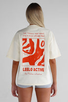 V2 Pilates Collection Boyfriend Tee - Cream - LEELO ACTIVE